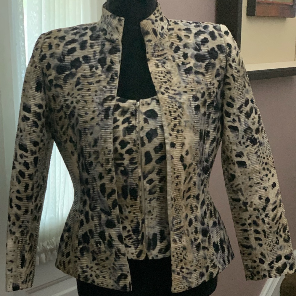 Leopard print Open jacket with insert
